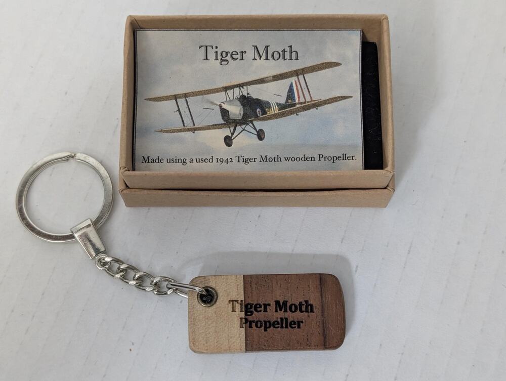 Tiger Moth Keychain Made Using 1942 Wood Propeller New in Box